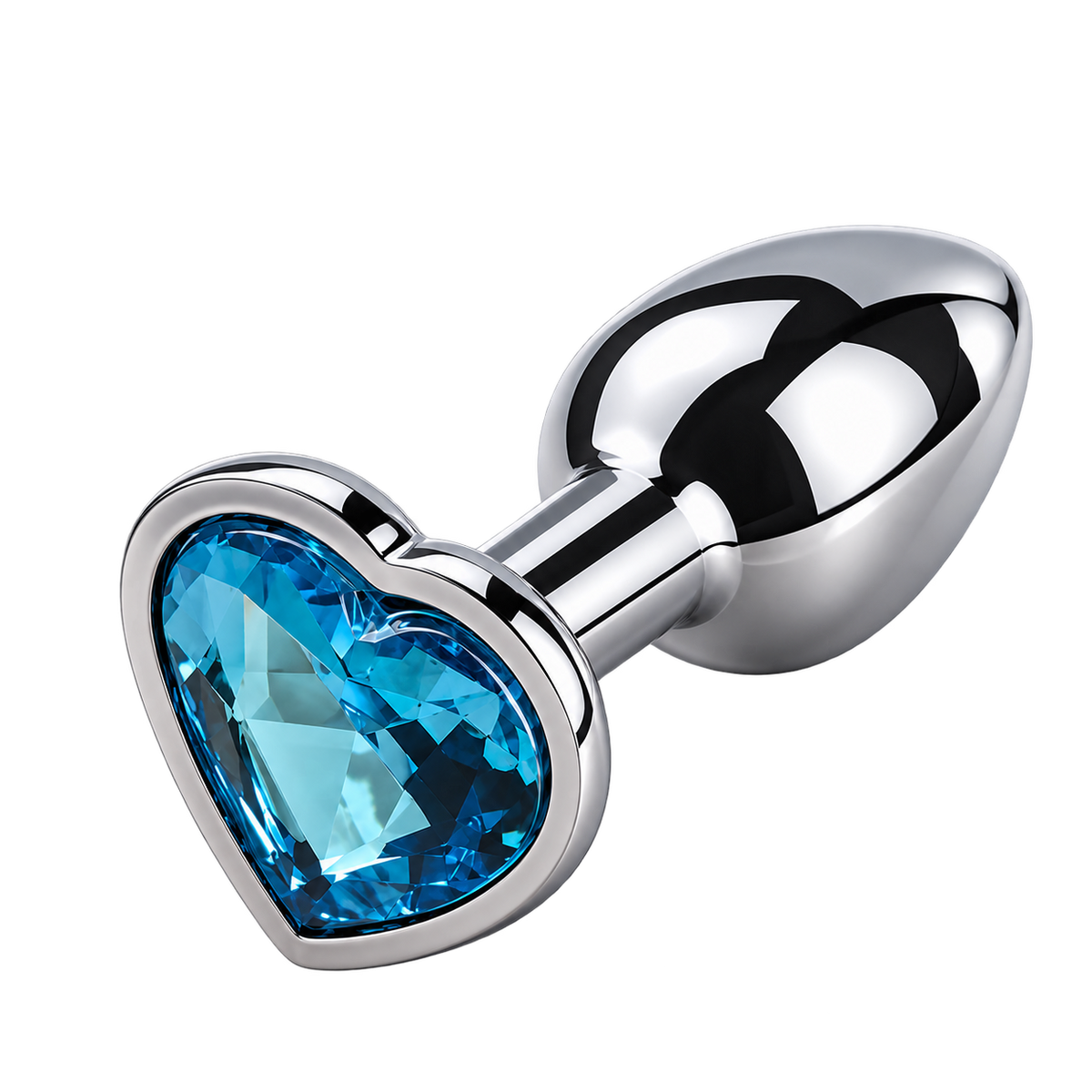 Gemstone-base mini metal plug — blue heart transparent product cutout