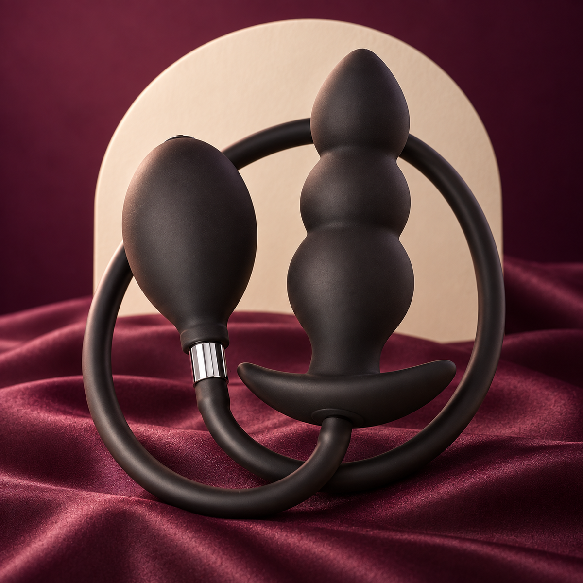 Black inflatable plug and pump kit — KINKZA plum studio product view